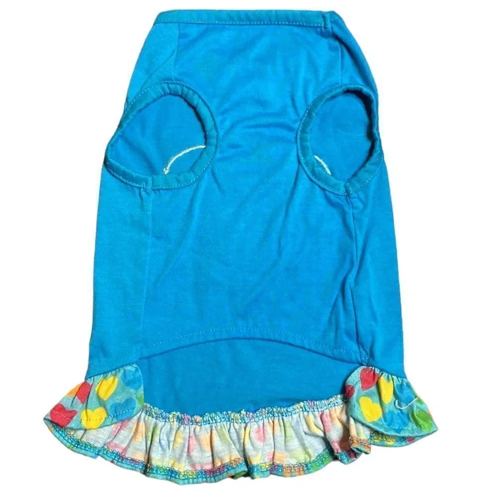 Rainbow Heart Ruffled Dog Dress